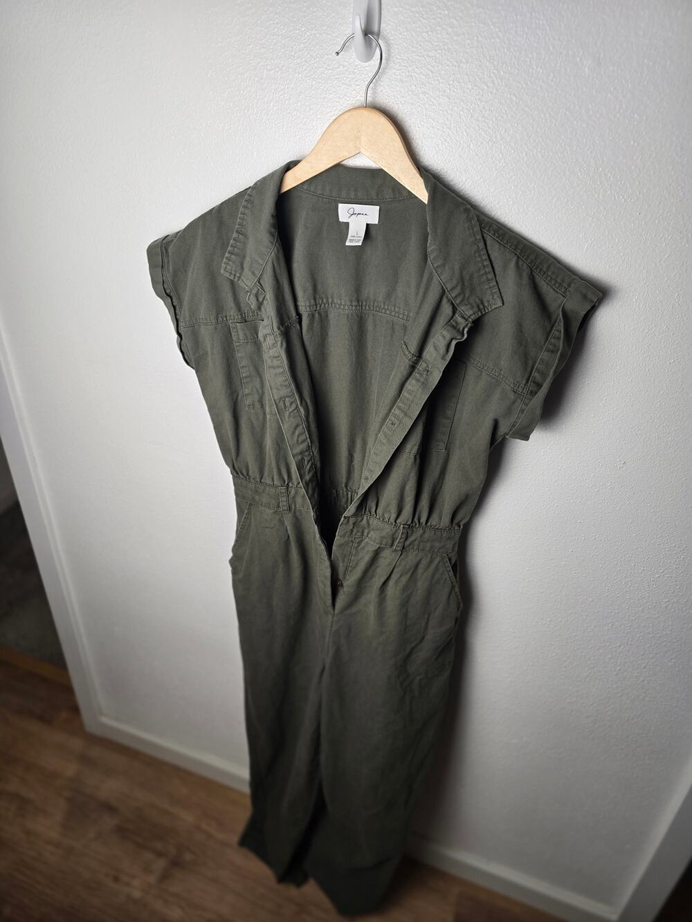 Japna Jumpsuit Womens L Olive Green Utility Military Cotton Workwear